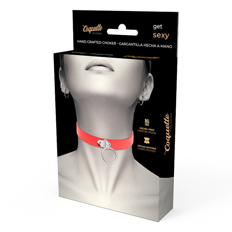 NOVA GIRL sextoys : collier en cuir rouge avec cerceau