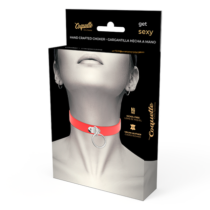 NOVA GIRL sextoys : collier en cuir rouge avec cerceau