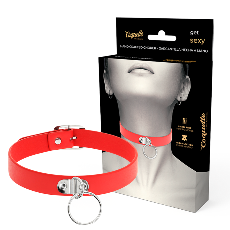 NOVA GIRL sextoys : collier en cuir rouge avec cerceau