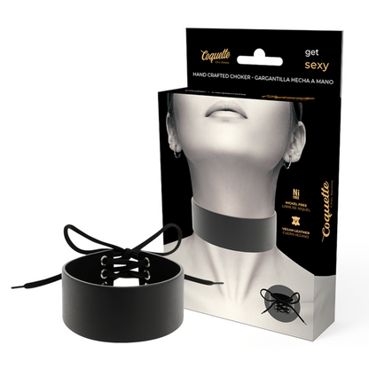 NOVA GIRL sextoys : collier ras de cou en cuir noir