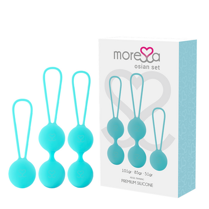 NOVA GIRL sextoys : lot de 3 boules de Kegel 51, 85 et 101 G turquoise`