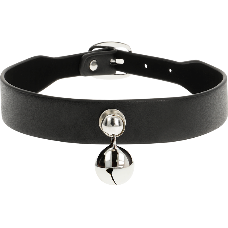 NOVA GIRL sextoys : collier en cuir noir avec grelot